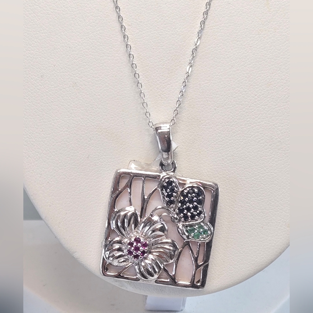 925 Elegant Silver Floral And Real Gemstones